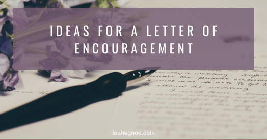 Letter of Encouragement